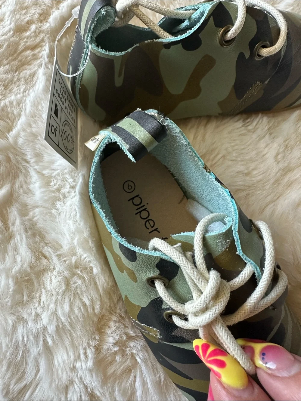 Piper finn baby Camouflage Lace-Up Shoes - Olive Camo size 6